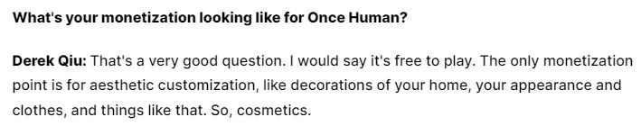 once-human-reponse-monetisation