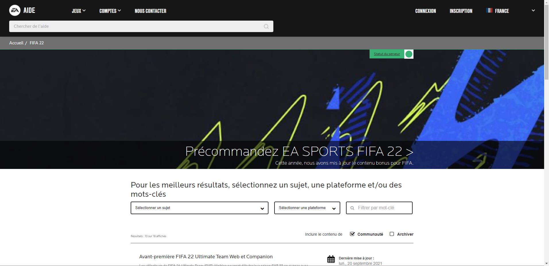 page-statut-serveurs-fifa-22