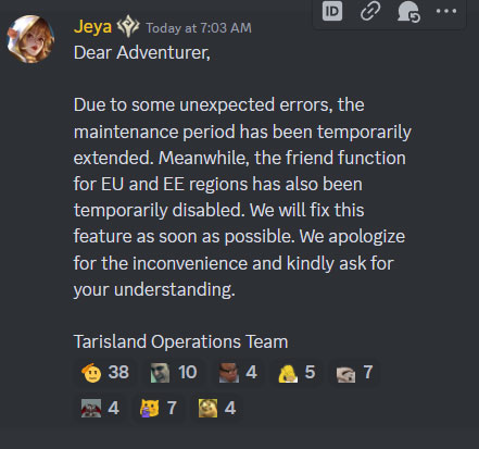 maintenance-tarisland-prolonge