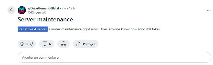once-human-maintenance-reddit