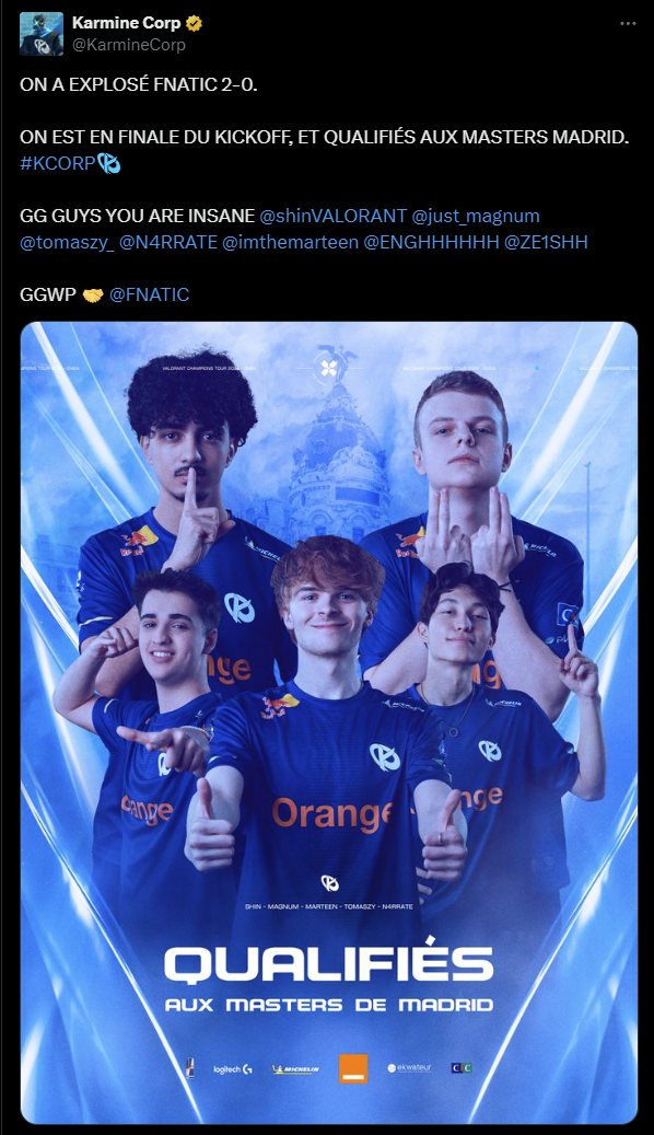 tweet-kc-karmine-fnatic-valorant