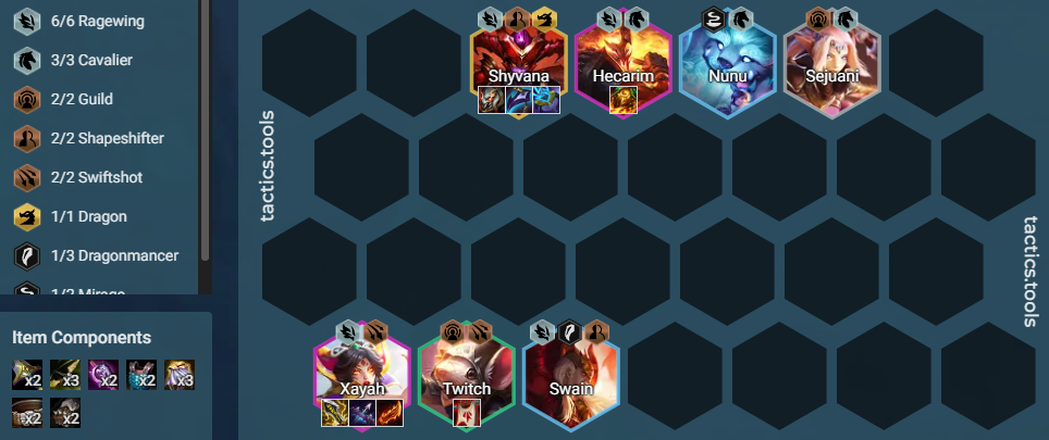 TFT-Set-7-PBE-Compo-Xayah-Shyvana-Ragewing