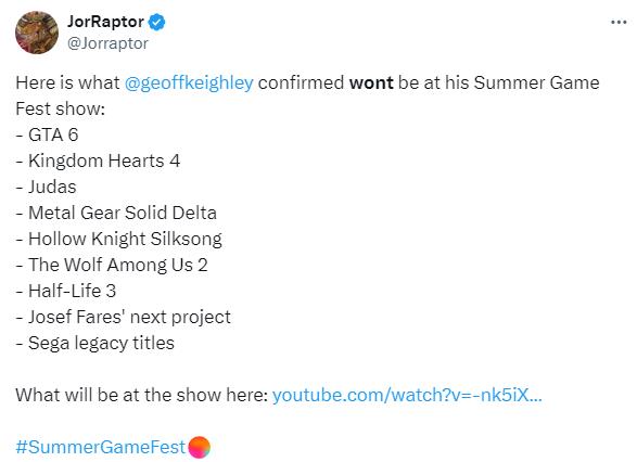 tweet-jeux-absents-summer-game-fest-2024