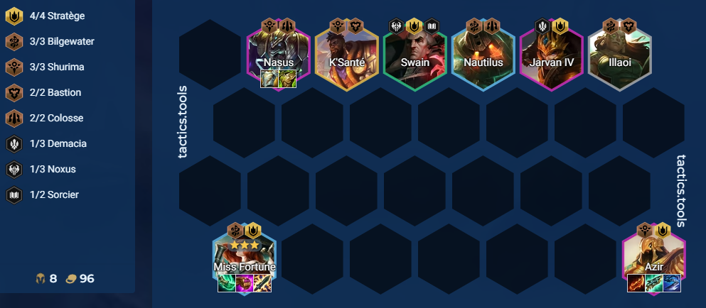 TFT-Set-9.5-PBE-Compo-Azir-Miss-Fortune-Stratege