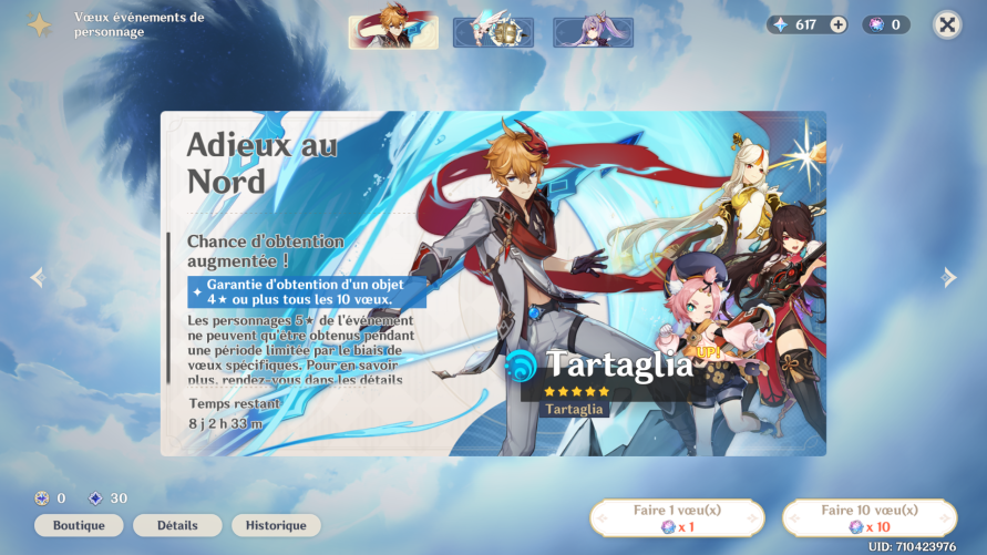 Genshin Impact - Pity - invocations - voeux - 5 étoiles