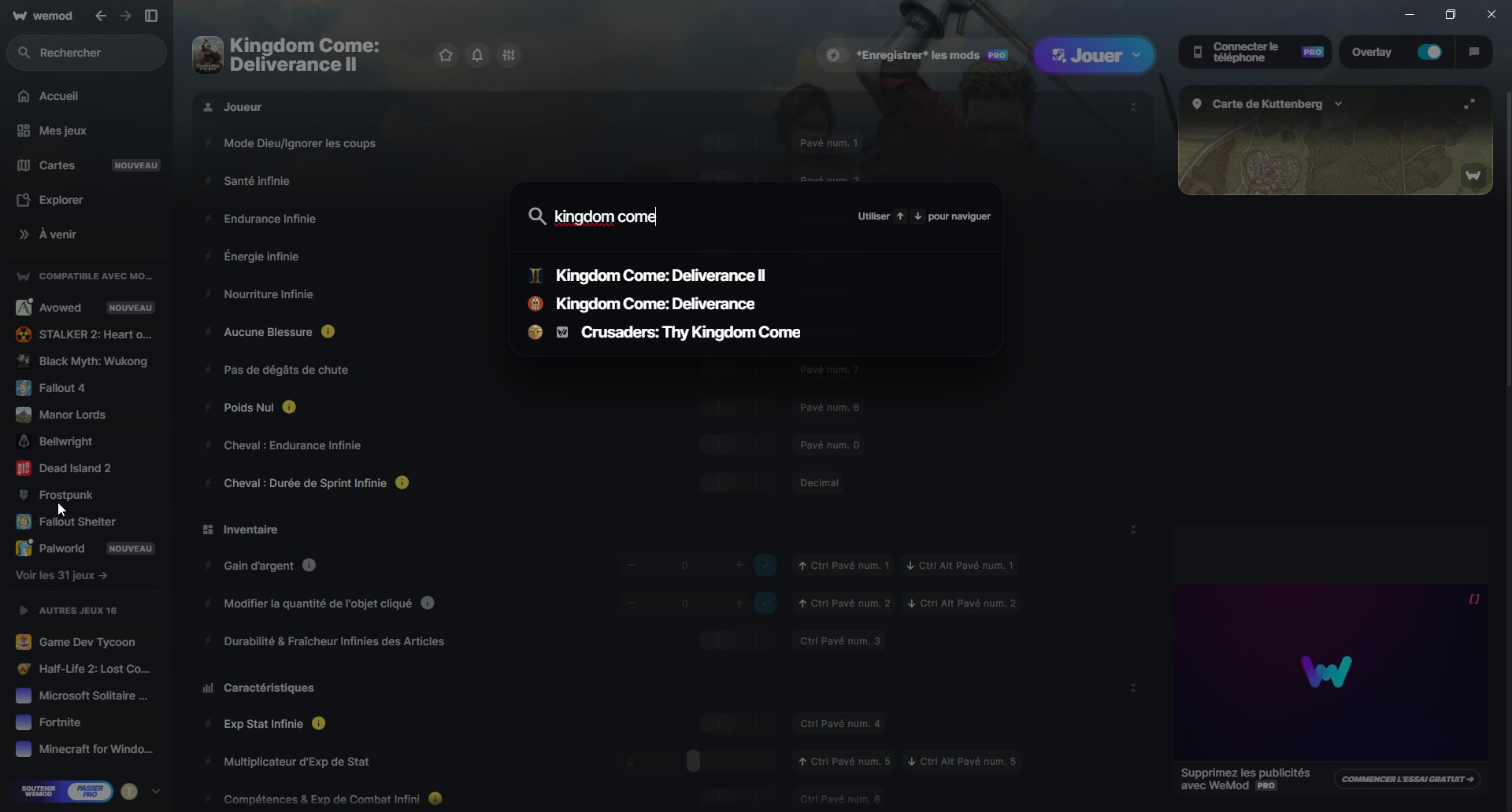 wemod-trainer-kingdom-come-deliverance-2-recherche