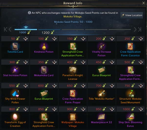 recompense-graine-mokoko-lost-arc