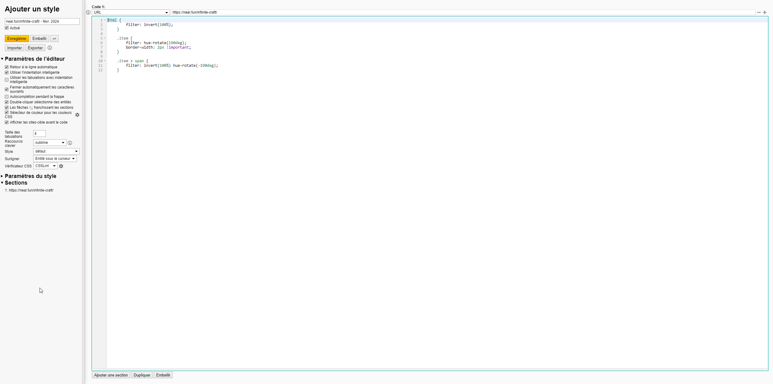 script-mode-nuit-infinite-craft-stylus