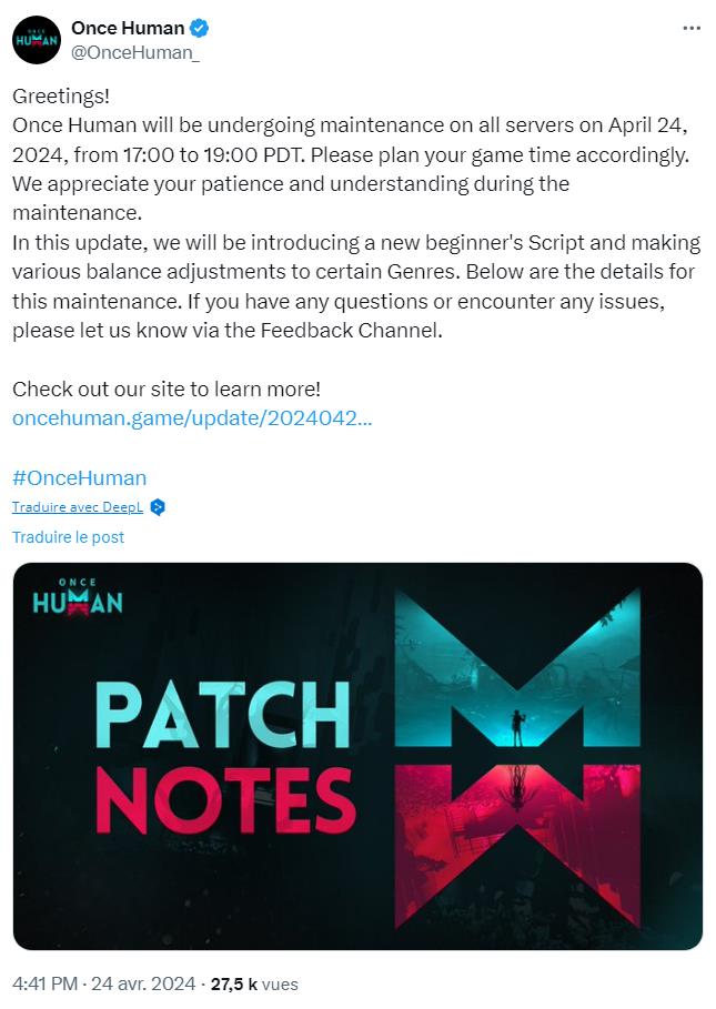 once-human-maintenance-tweet