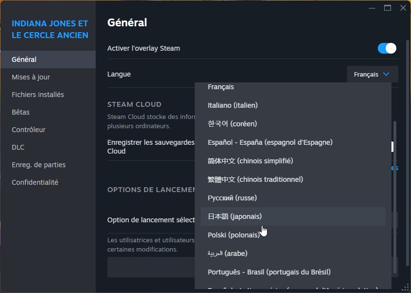 changer-langue-jeu-indiana-jones-et-le-cercle-ancien-steam