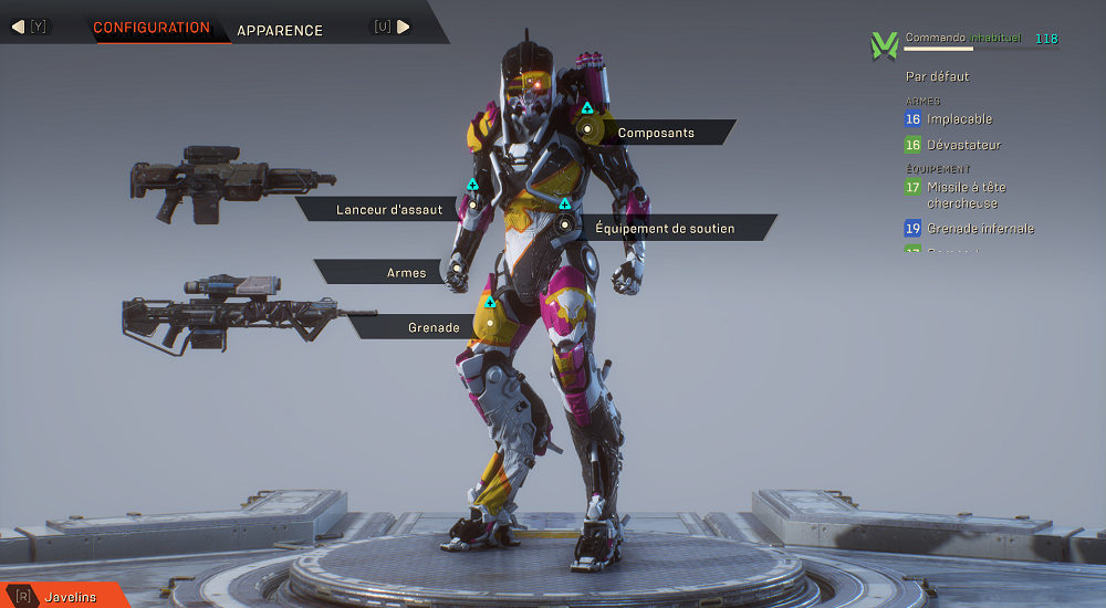 Tout savoir sur l'équipement et la personnalisation sur Anthem