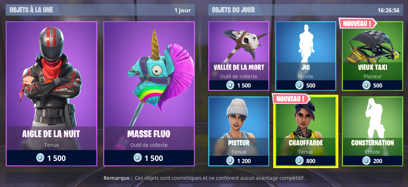 Boutique du jour sur Fortnite