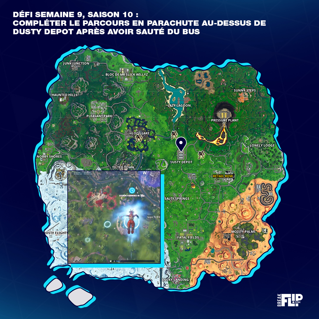 fortnite-défi-parachute-parcours-dusty-depot-semaine-9-saison-10