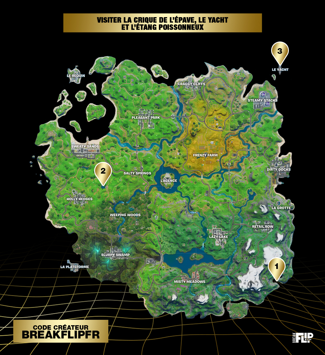 Défi : Visiter la Crique de l'Epave, le Yacht et l'Etang Poissonneux