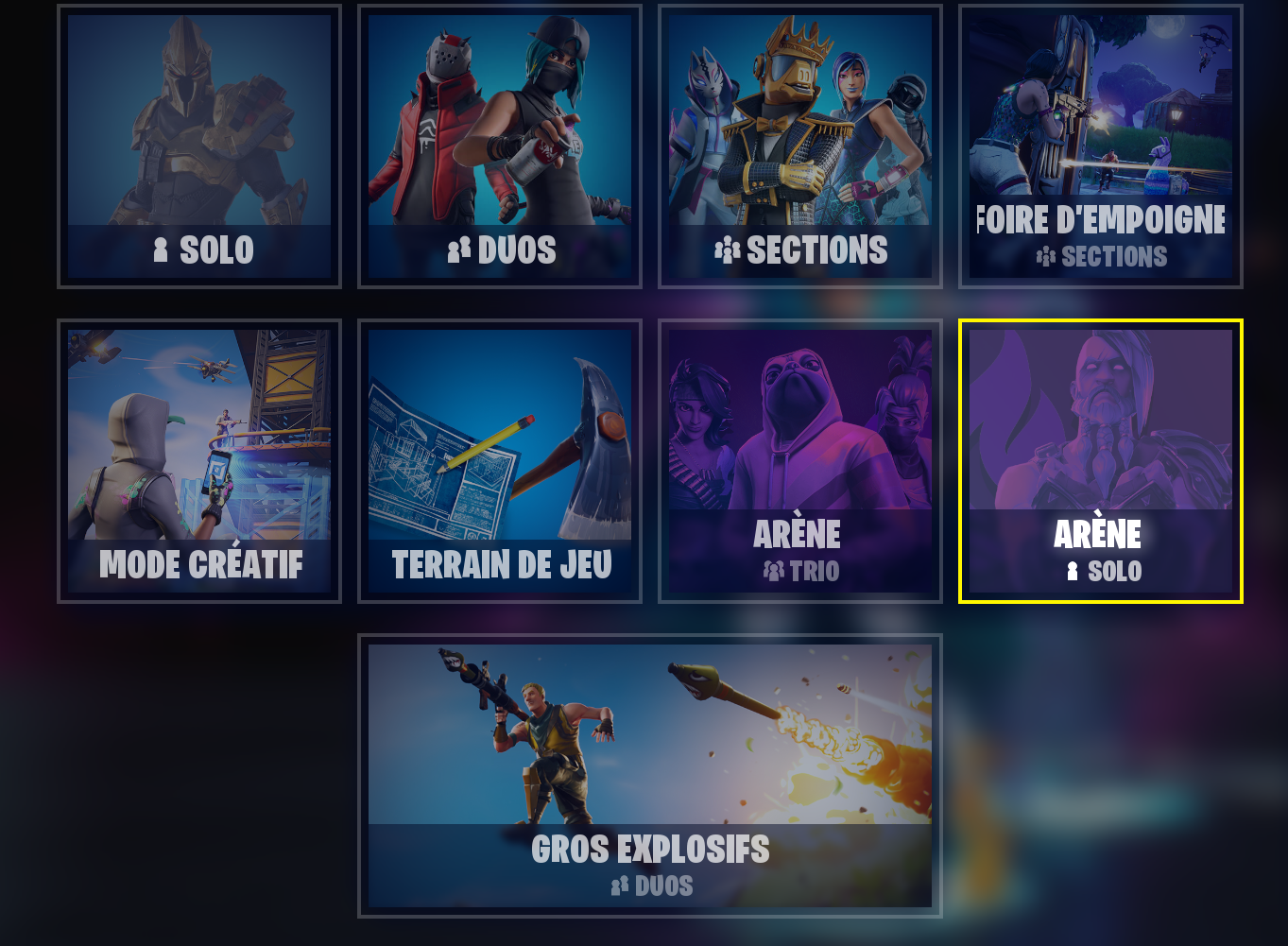 Fortnite-defi-lancer-partie-arène-A2F-solo-trio