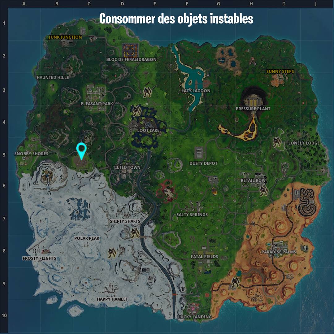 Fortnite-défi-carte-emplacement-objets-instables