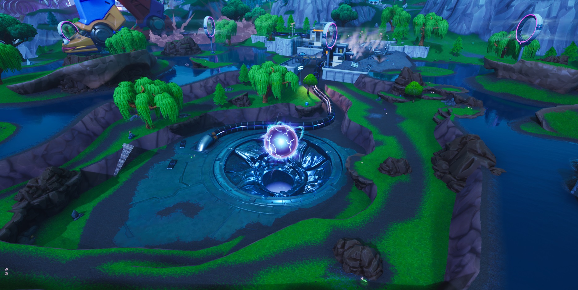 Fortnite-bataille-finale-monstre-robot-sphère-loot-lake-boule