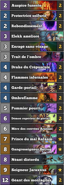 Hearthstone Decklist Démoniste Contrôle Portails Éveil des ombres