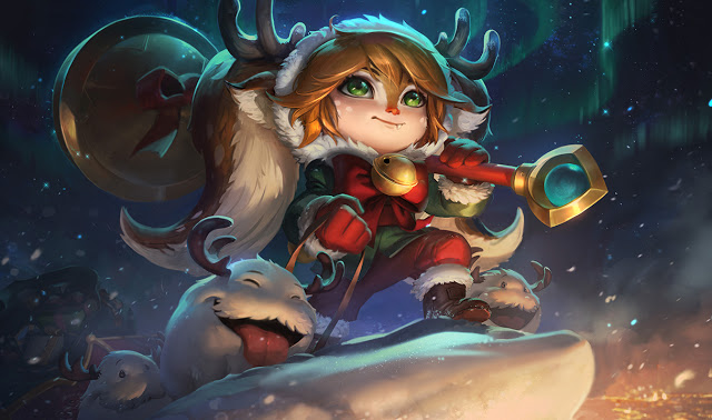 Splash-art du skin Draven Père Noël
