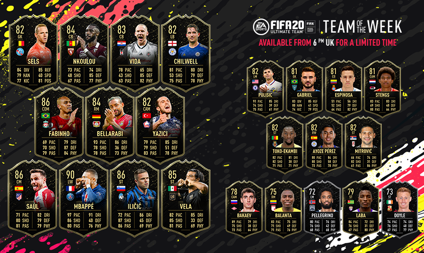 Toutes les TOTW sur FUT 20