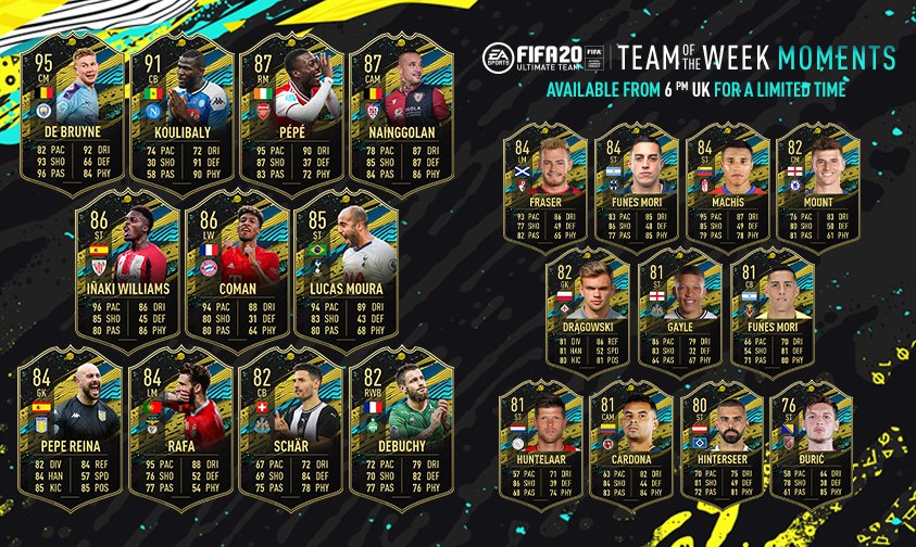 Toutes les TOTW sur FUT 20