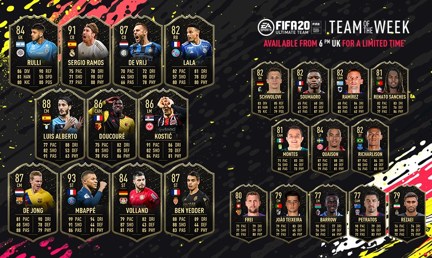 Toutes les TOTW sur FUT 20