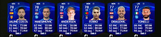 Toutes les cartes UCL 2020