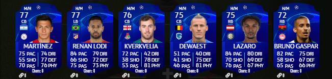 Toutes les cartes UCL 2020