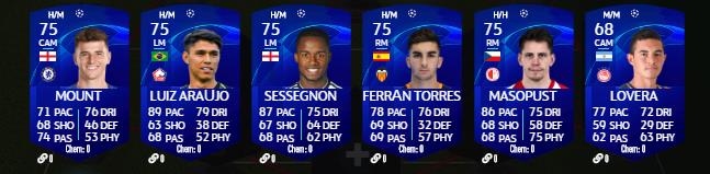 Toutes les cartes UCL 2020