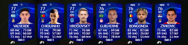 Toutes les cartes UCL 2020