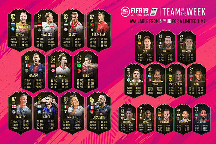 FIFA 19 : TOTW, l’équipe de la semaine 4 – FUT