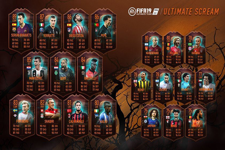 FIFA 19 : Ultimate Scream, tournures des cartes – FUT