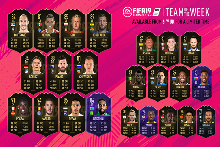 FIFA 19 : TOTW, l’équipe de la semaine 28 – FUT