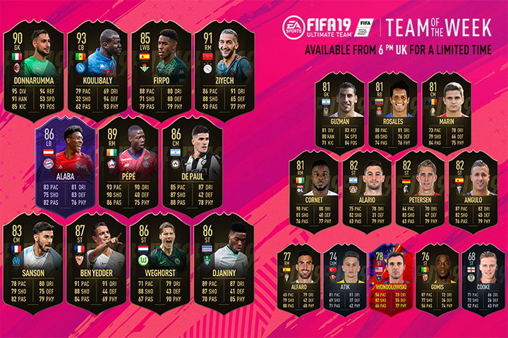 FIFA 19 : TOTW, l’équipe de la semaine 36 – FUT