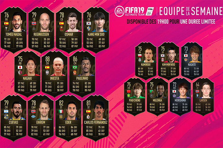 FIFA 19 : TOTW, l’équipe de la semaine 40 – FUT