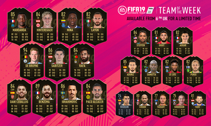 FIFA 19 : TOTW, l’équipe de la semaine 43 – FUT