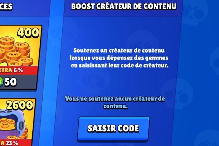 Brawl Stars : Code créateur, soutenez un joueur dans la boutique
