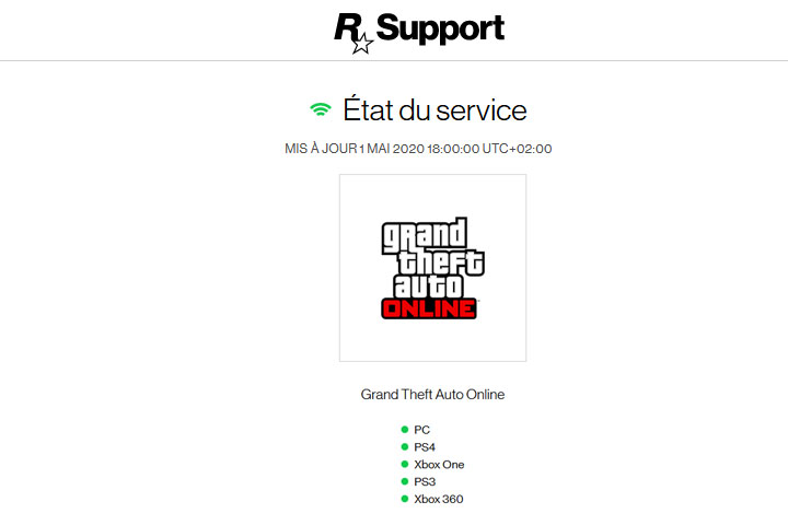 Etat des serveurs GTA 5 Online, servers status