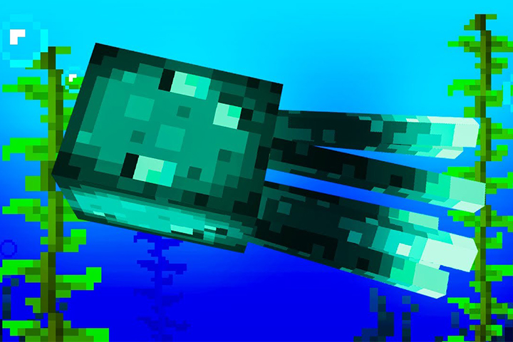 Minecraft 1.17 : Le Poulpe Luisant (ou Glow Squid), nouveau mob de la Caves and Cliffs Update
