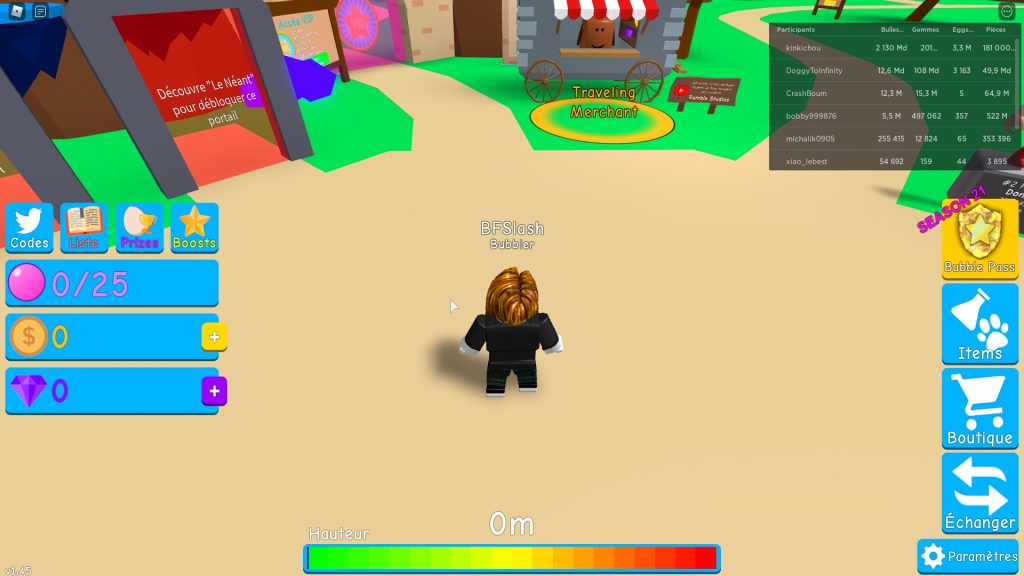 Code Bubble Gum Simulator Roblox 2021 promo, liste