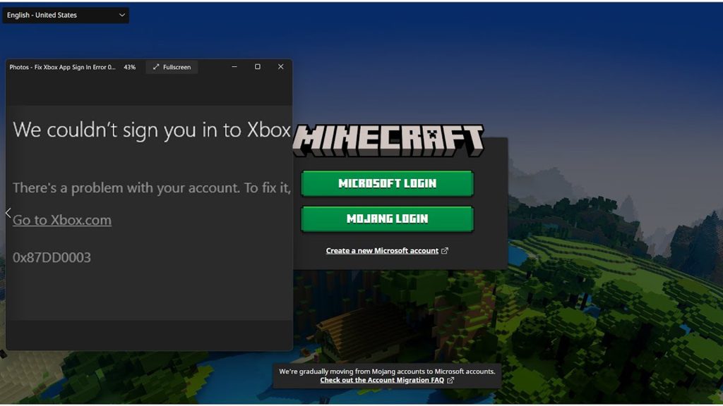 0x87dd0003 Minecraft, comment régler l’erreur sur Xbox ?