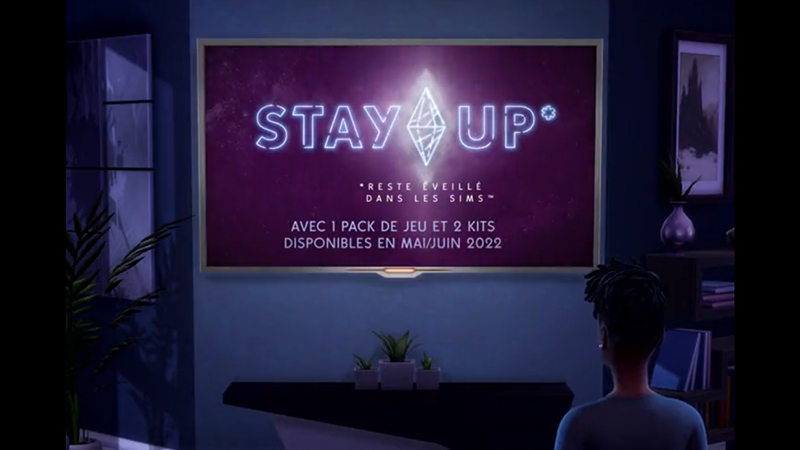 Stay Up Sims 4, l’annonce du 3 mai 2022 avec un pack de jeu et deux kits