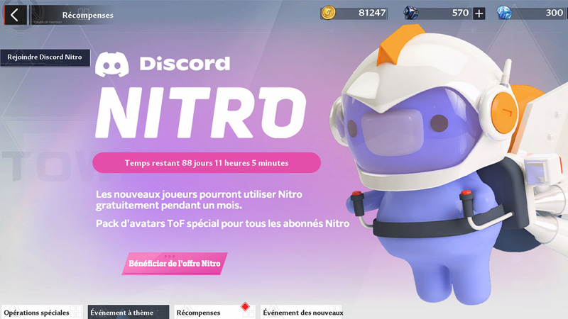 Discord Nitro gratuit pendant 1 mois avec Tower of Fantasy