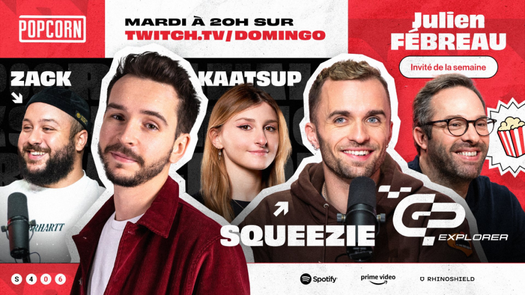Debrief du GP Explorer sur Popcorn Mardi 10 octobre avec Zack, Kaatsup, Squeezie et Julien Fébreau