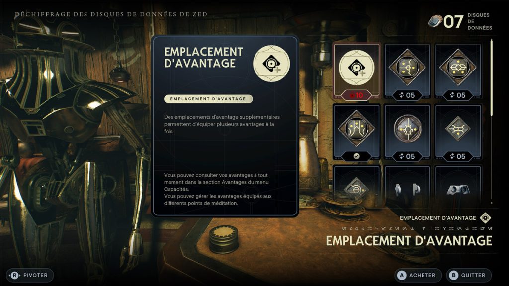 Slot avantage Star Wars Jedi Survivor, comment augmenter les emplacements ?