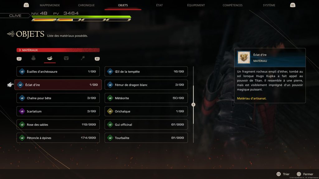 Eclat d’Ire FF16, où trouver ce matériau dans Final Fantasy XVI ?
