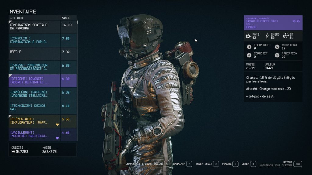 Masse Starfield : comment augmenter la charge maximale pour porter plus d’objet ?