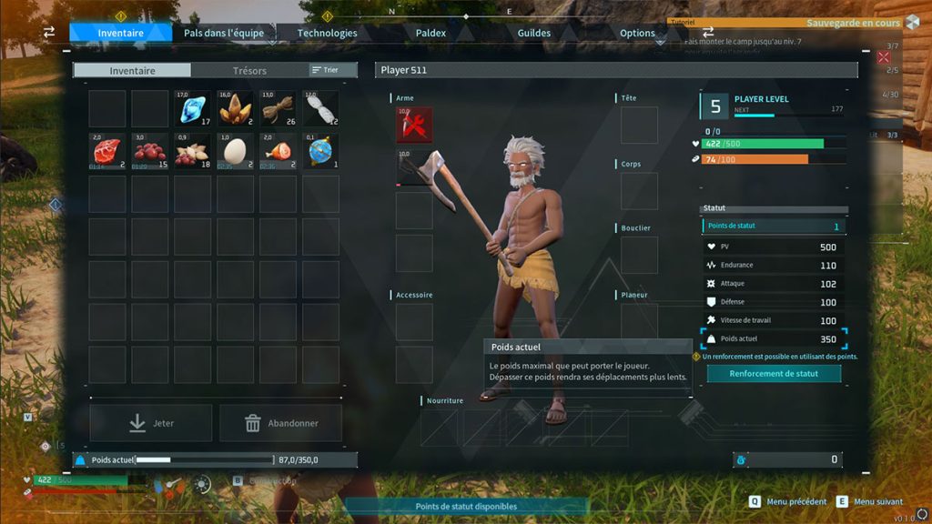 Poids Palworld : comment augmenter la capacité maximum et l’inventaire de votre personnage ?