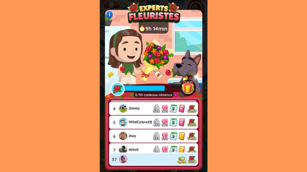 Expert Fleuriste Monopoly GO, paliers, récompenses et durée pour l’événement de février 2024