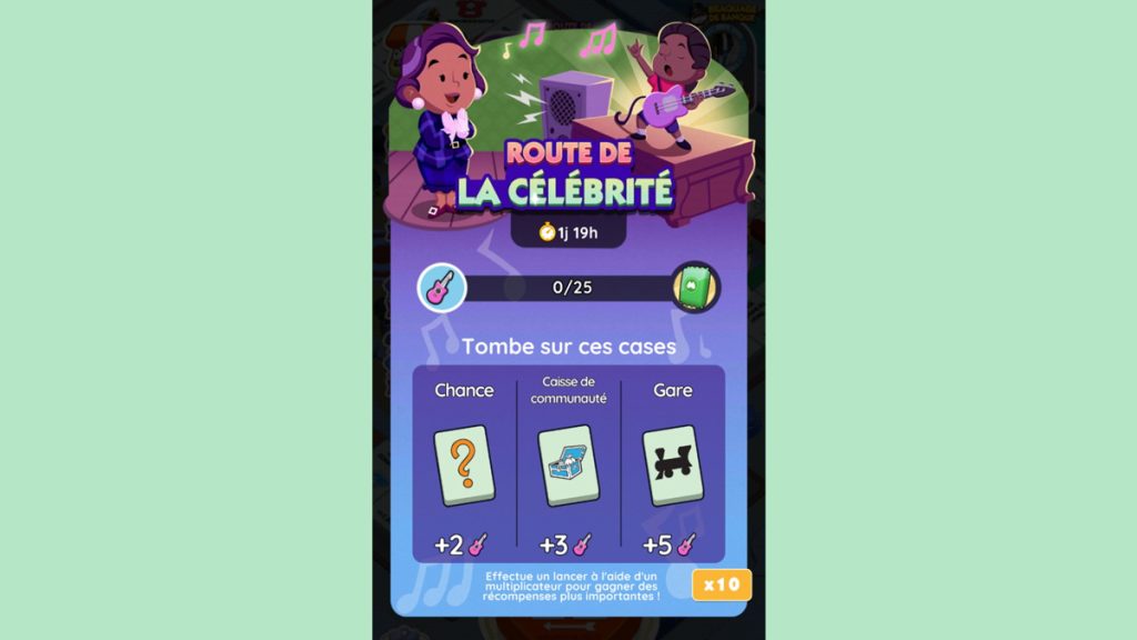 Route de la célébrité Monopoly GO, paliers, récompenses et durée pour l’événement de mars 2024